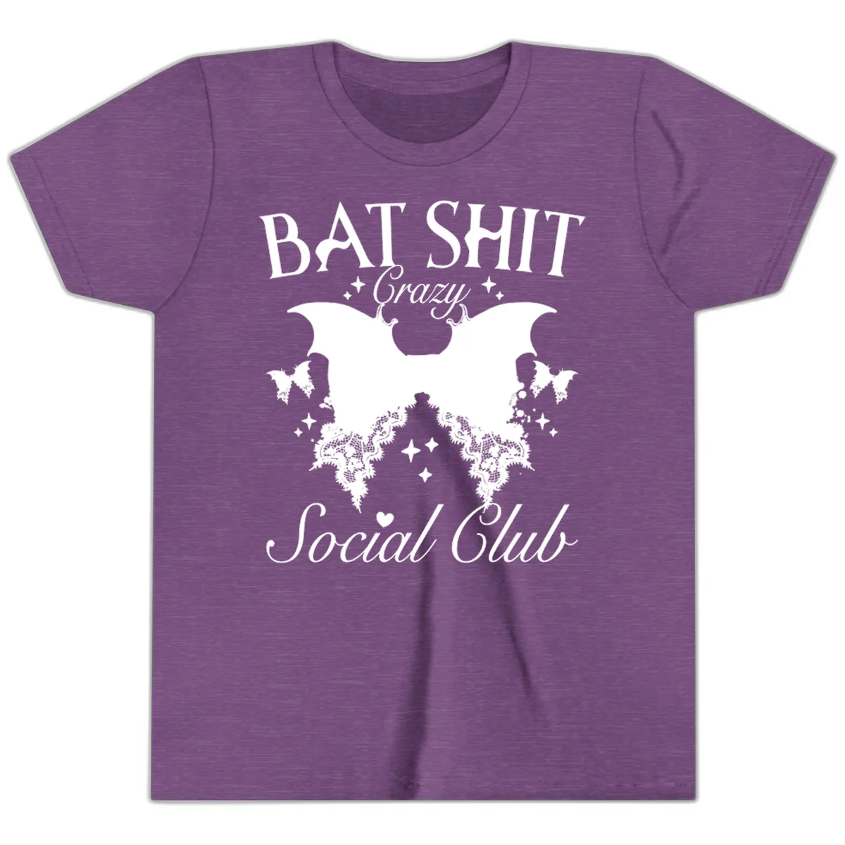 Bat Shit Crazy Social Club Youth T-Shirt in Heather Team Purple