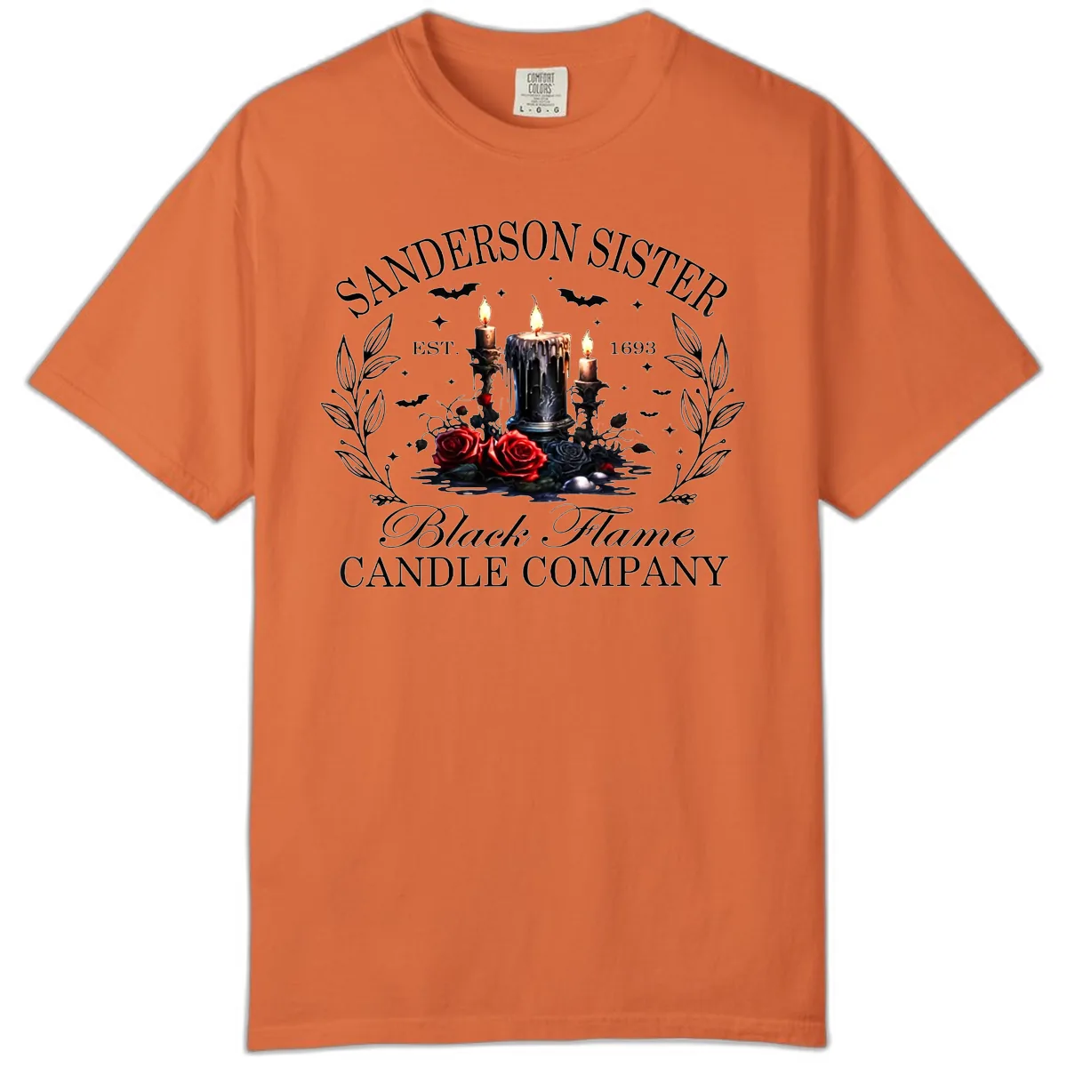 Sanderson Sister Black Flame Candle Comfort Color in Burnt Orange