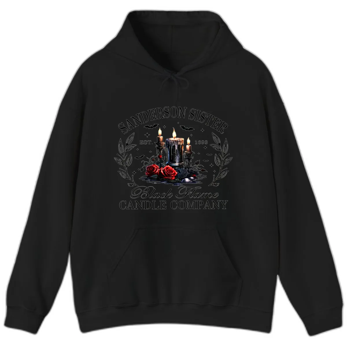 Sanderson Sister Black Flame Candle Hoodie in Black