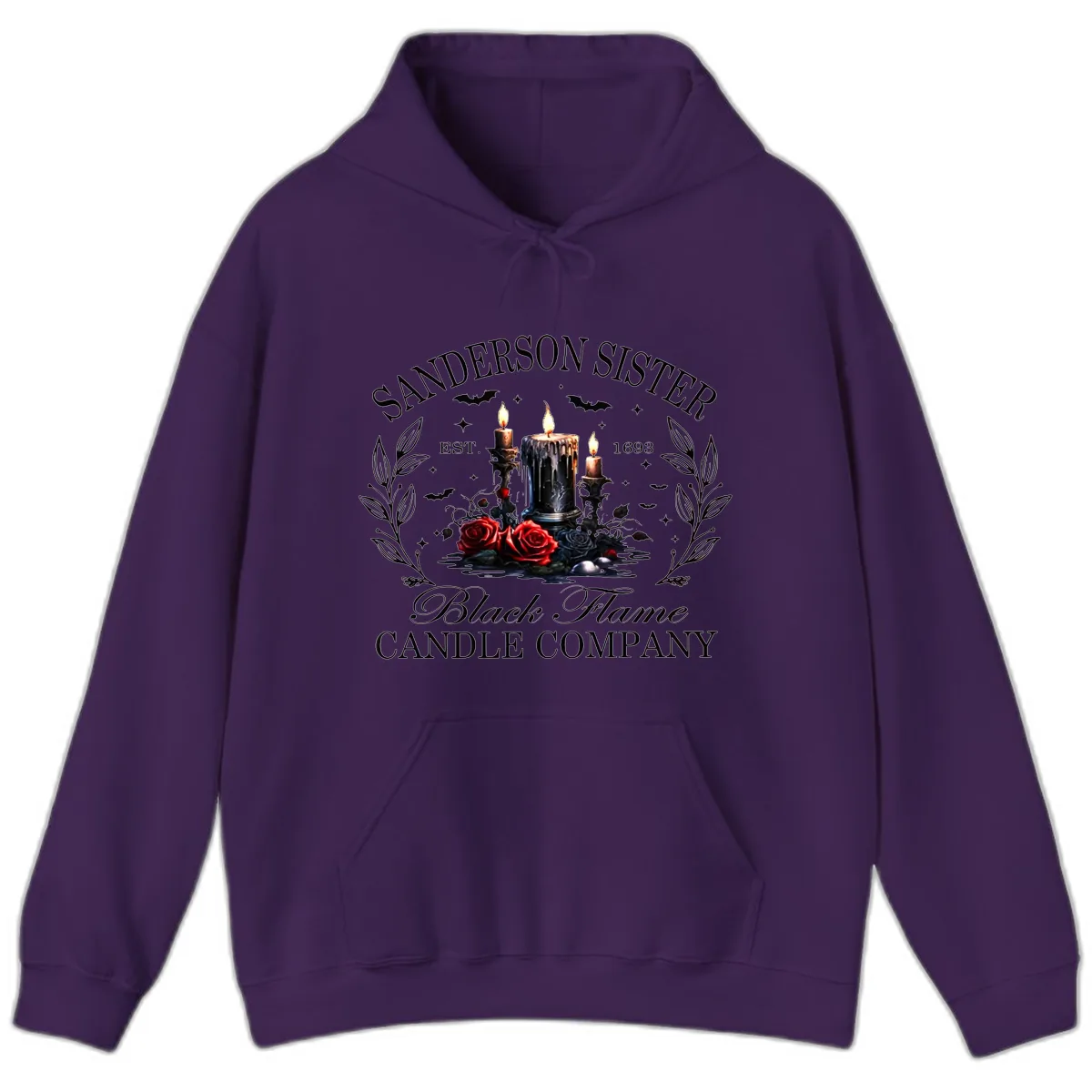 Sanderson Sister Black Flame Candle Hoodie in Purple