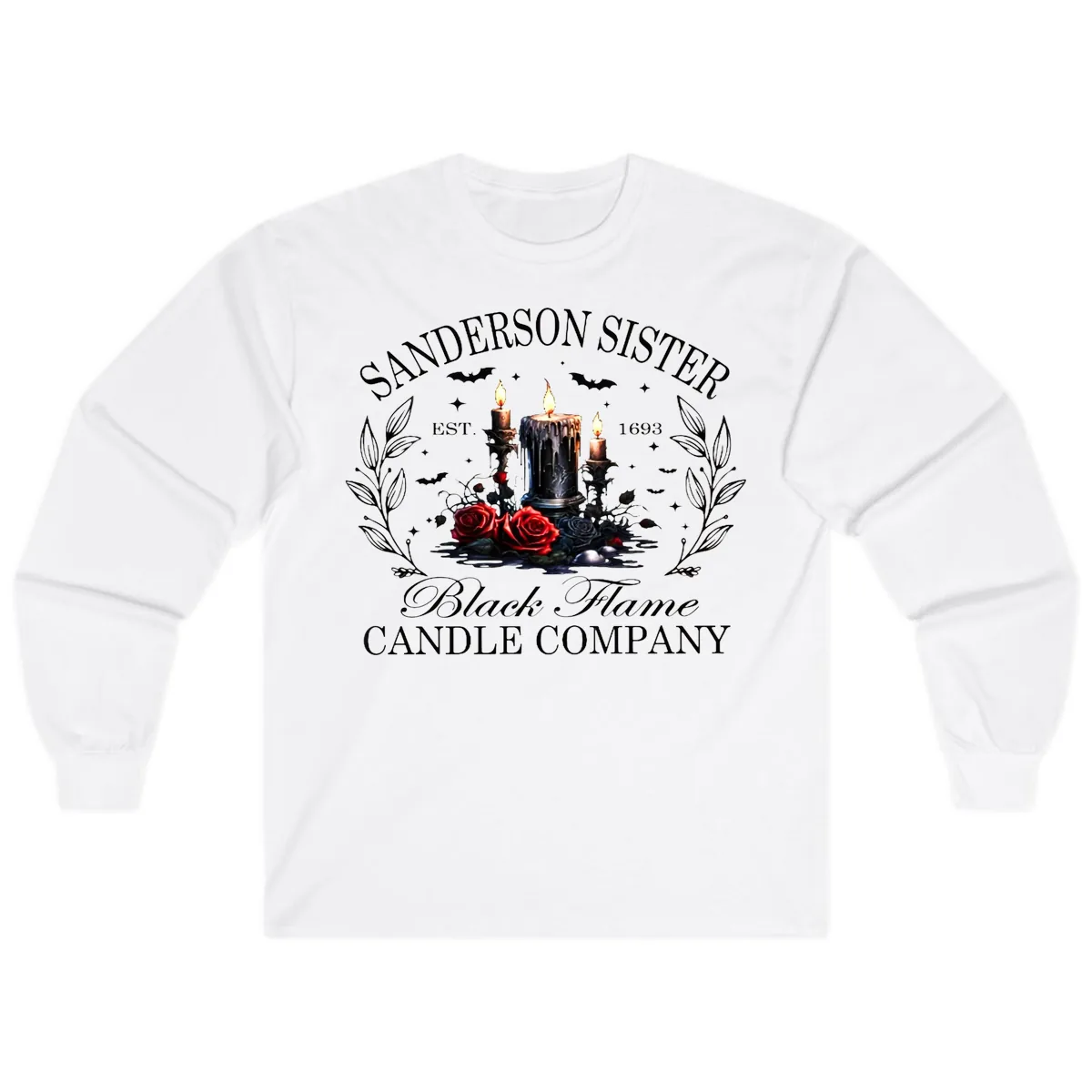 Sanderson Sister Black Flame Candle Long Sleeve in White