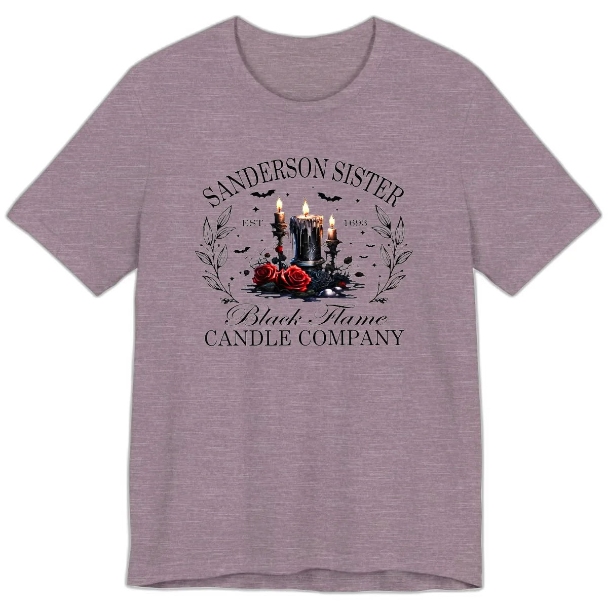 Sanderson Sister Black Flame Candle Premium T-Shirt in Heather Purple