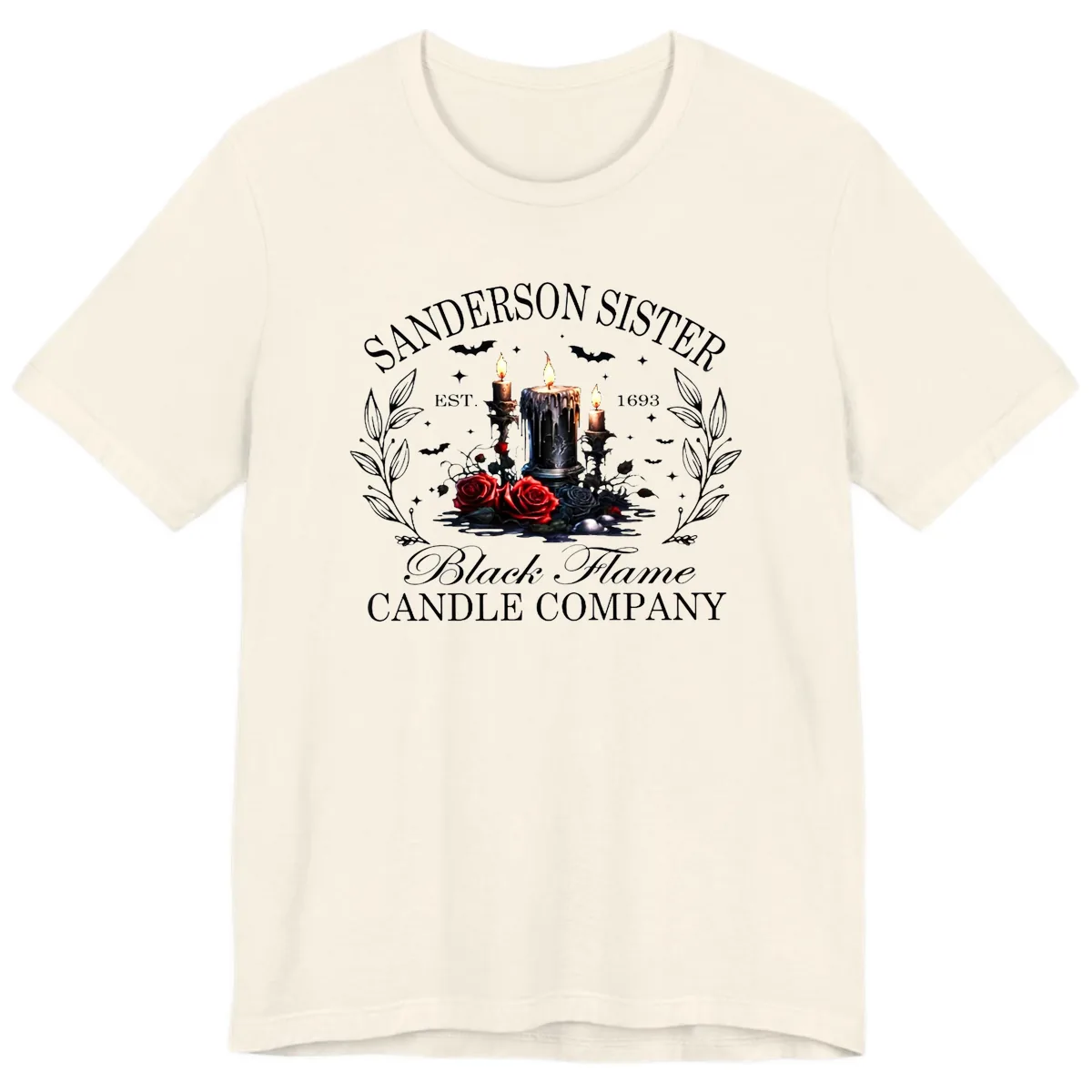 Sanderson Sister Black Flame Candle Premium T-Shirt in Natural