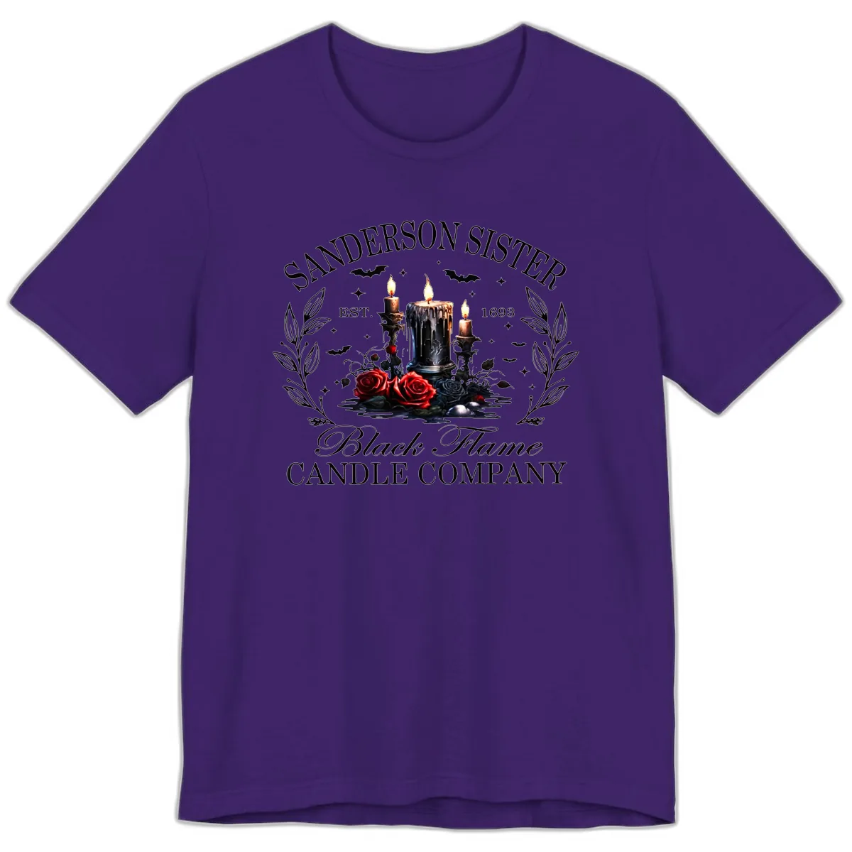 Sanderson Sister Black Flame Candle Premium T-Shirt in Team Purple