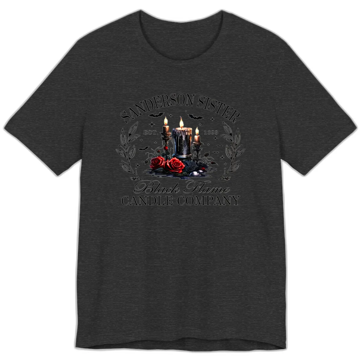 Sanderson Sister Black Flame Candle Premium T-Shirt in Dark Grey Heather