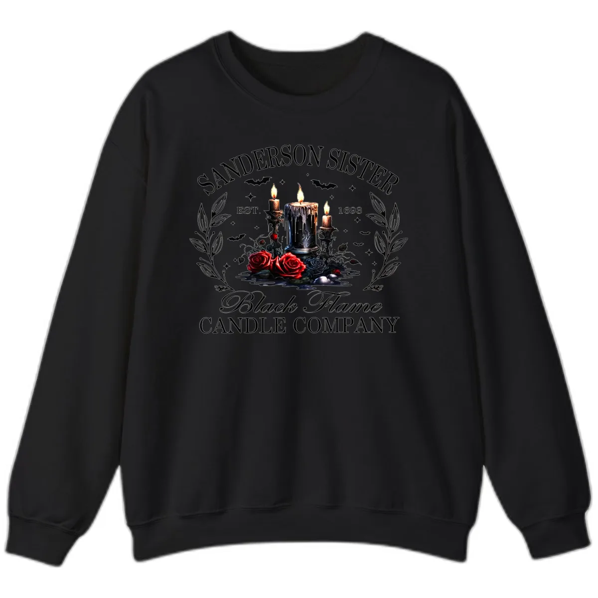 Sanderson Sister Black Flame Candle Sweatshirt in Black