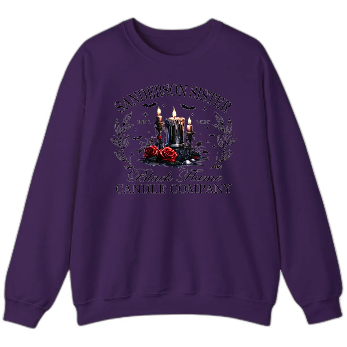 Sanderson Sister Black Flame Candle Sweatshirt in Purple