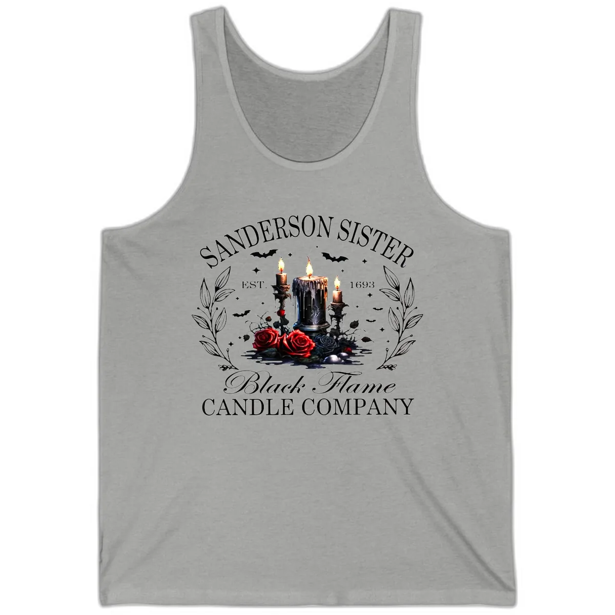 Sanderson Sister Black Flame Candle Tank in Athletic Heather
