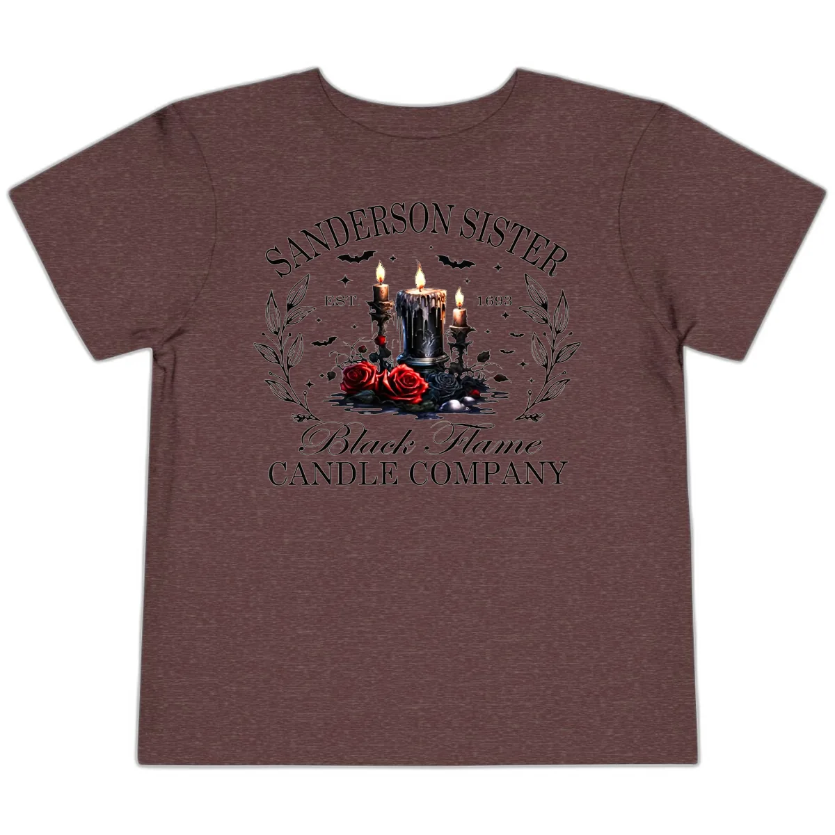 Sanderson Sister Black Flame Candle Toddler T-Shirt in Heather Maroon