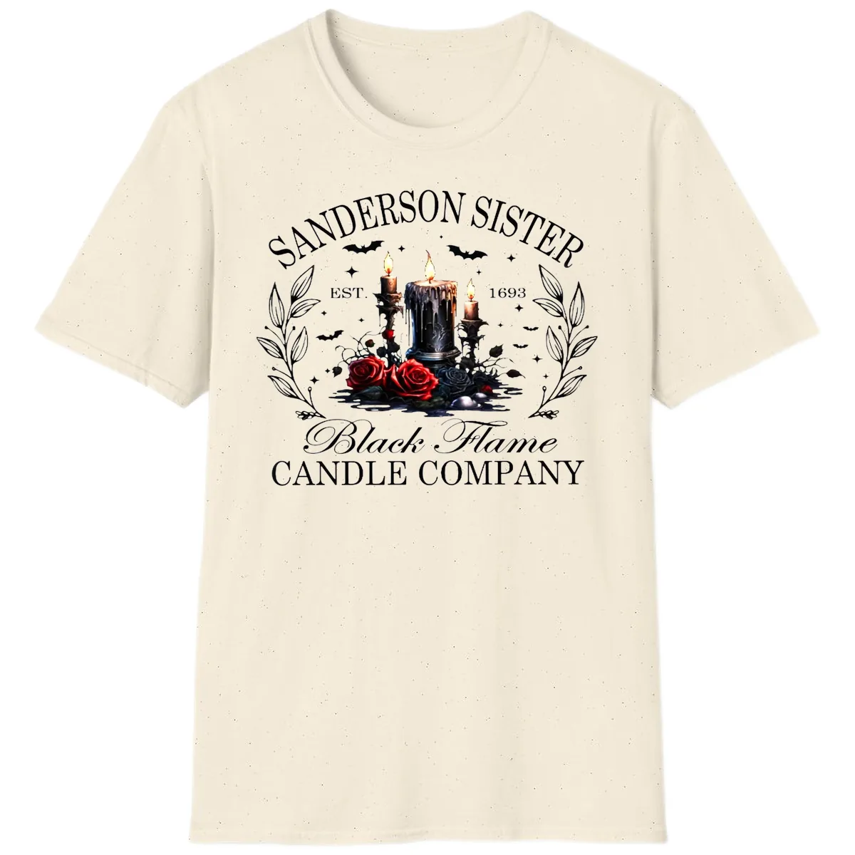Sanderson Sister Black Flame Candle T-Shirt in Natural