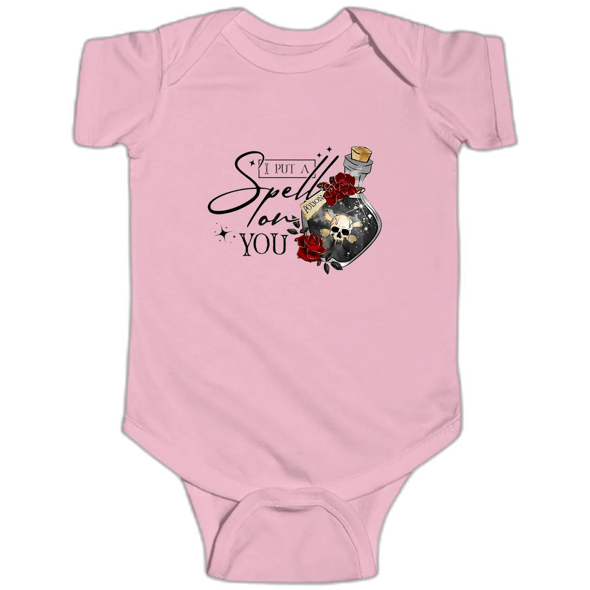 I Put A Spell On You Potion Baby Onesie in Pink
