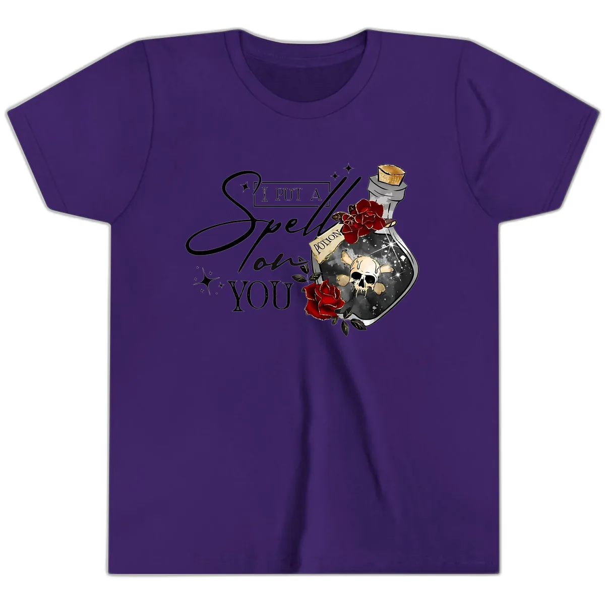 I Put A Spell On You Potion Youth T-Shirt in Team Purple