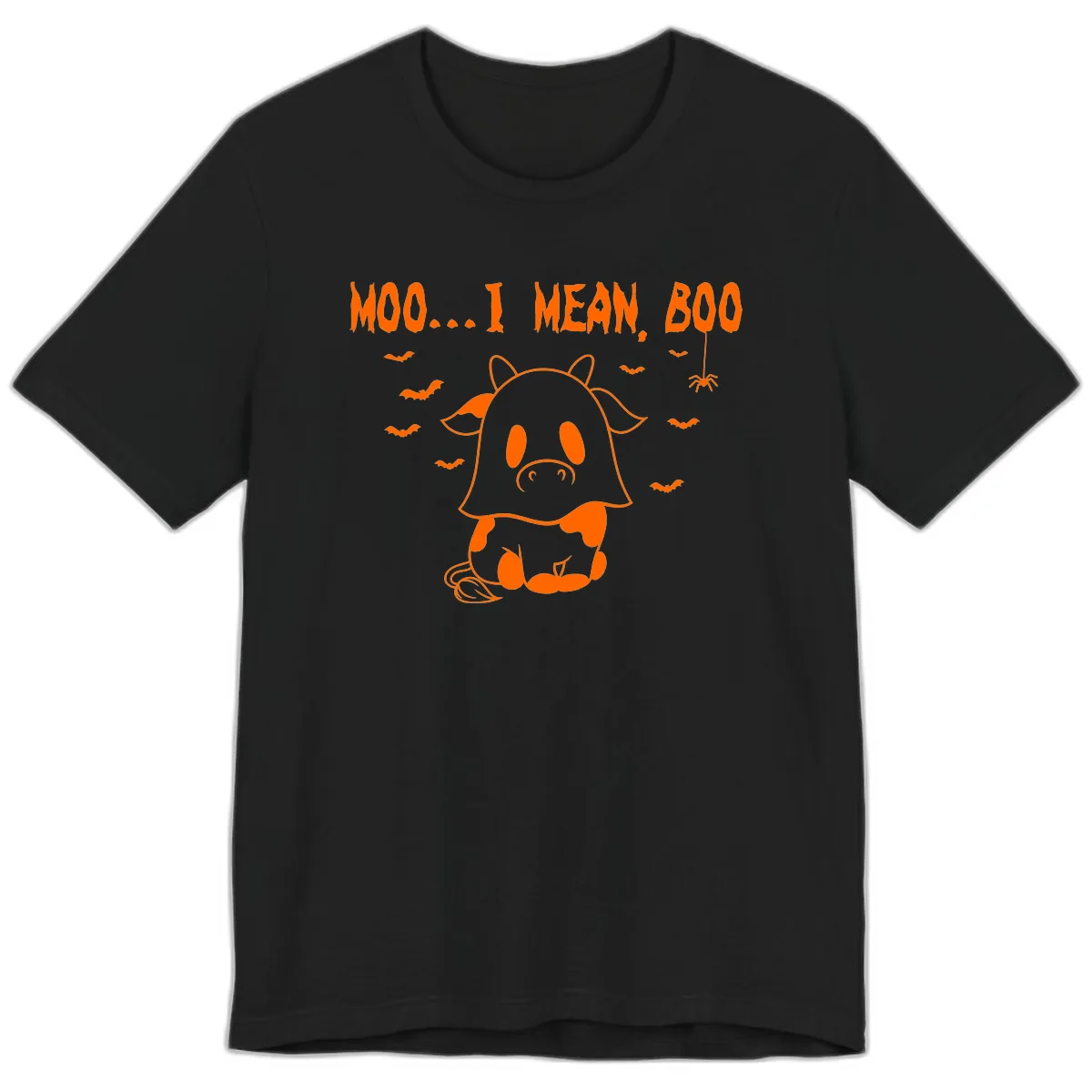 Moo I Mean Boo Ghost Cow Halloween Premium T-Shirt in Black