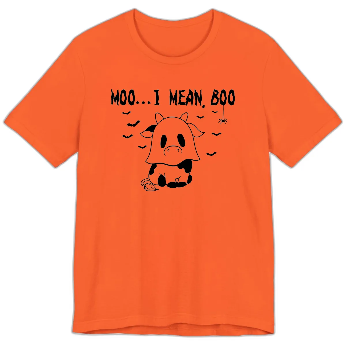 Moo I Mean Boo Ghost Cow Halloween Premium T-Shirt in Orange