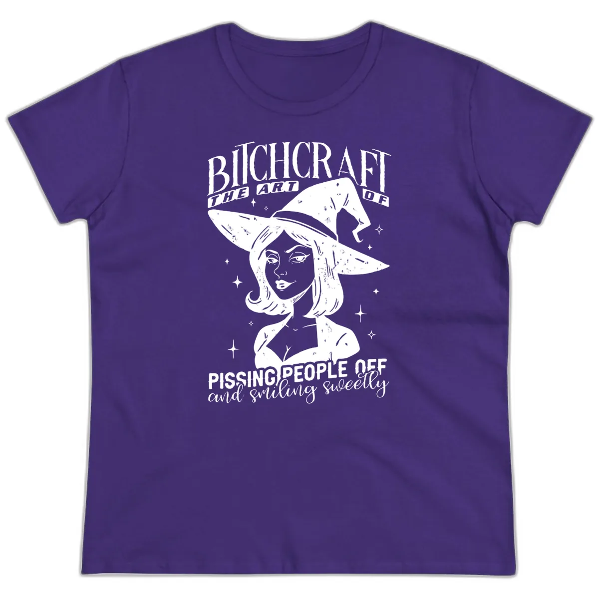 Bitchcraft The Art Of Pissing People Off Ladies Tee in Purple