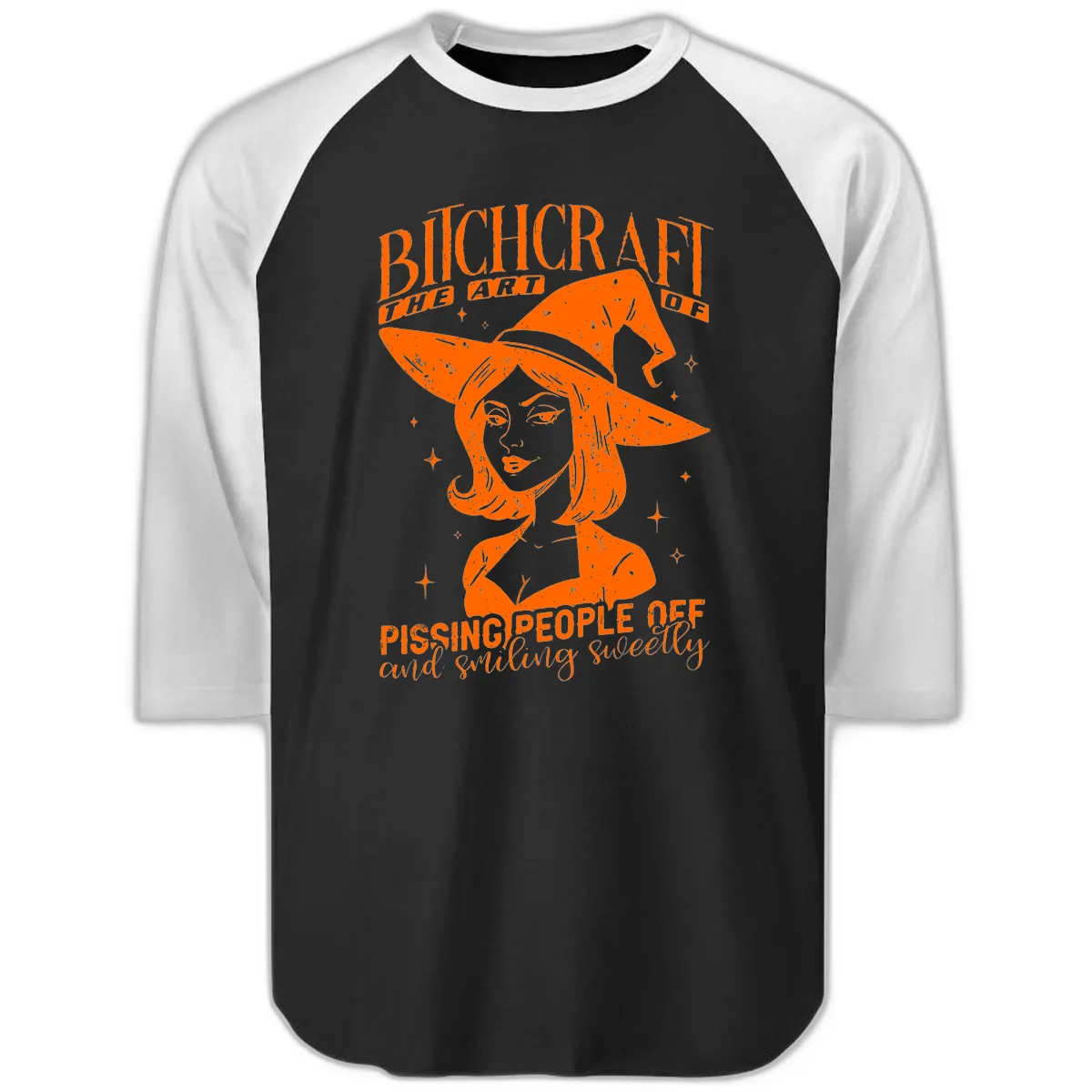 Bitchcraft The Art Of Pissing People Off Raglan 3/4 in Black White