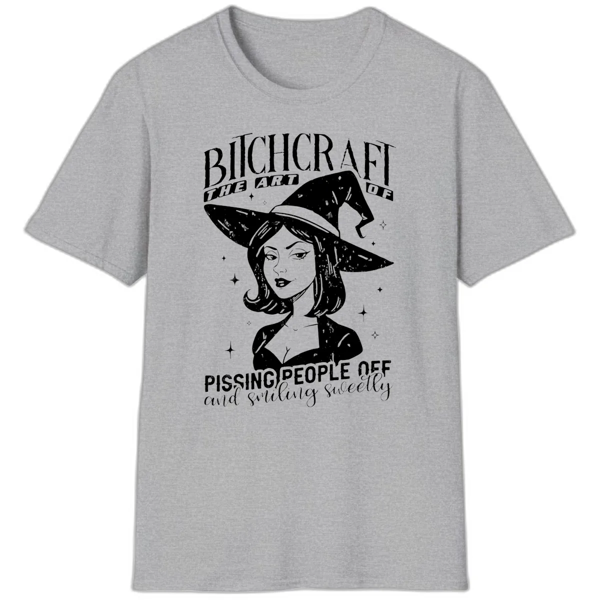 Bitchcraft The Art Of Pissing People Off T-Shirt in Sport Grey