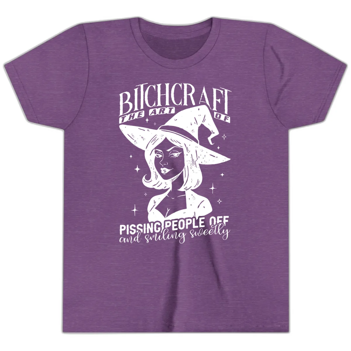 Bitchcraft The Art Of Pissing People Off Youth T-Shirt in Heather Team Purple