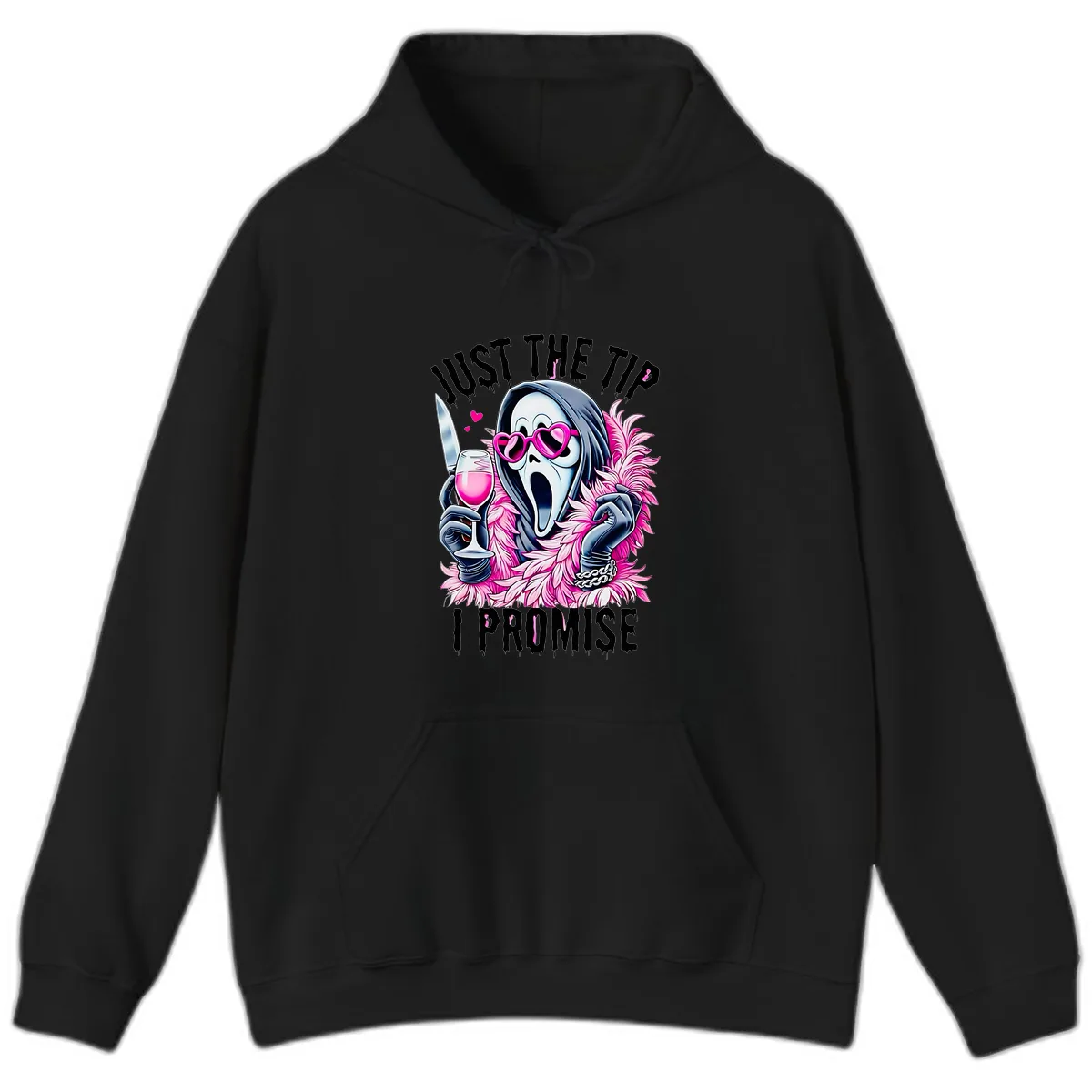 Ghostly Tip Promise Halloween Design Hoodie in Black