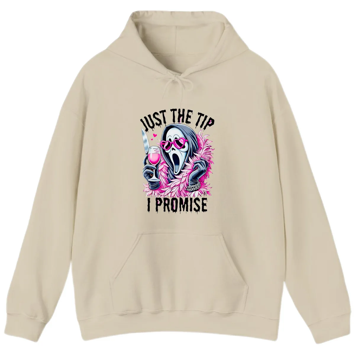 Ghostly Tip Promise Halloween Design Hoodie in Sand