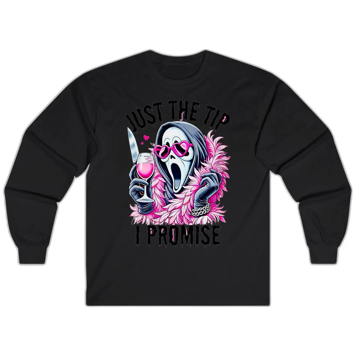 Ghostly Tip Promise Halloween Design Long Sleeve in Black
