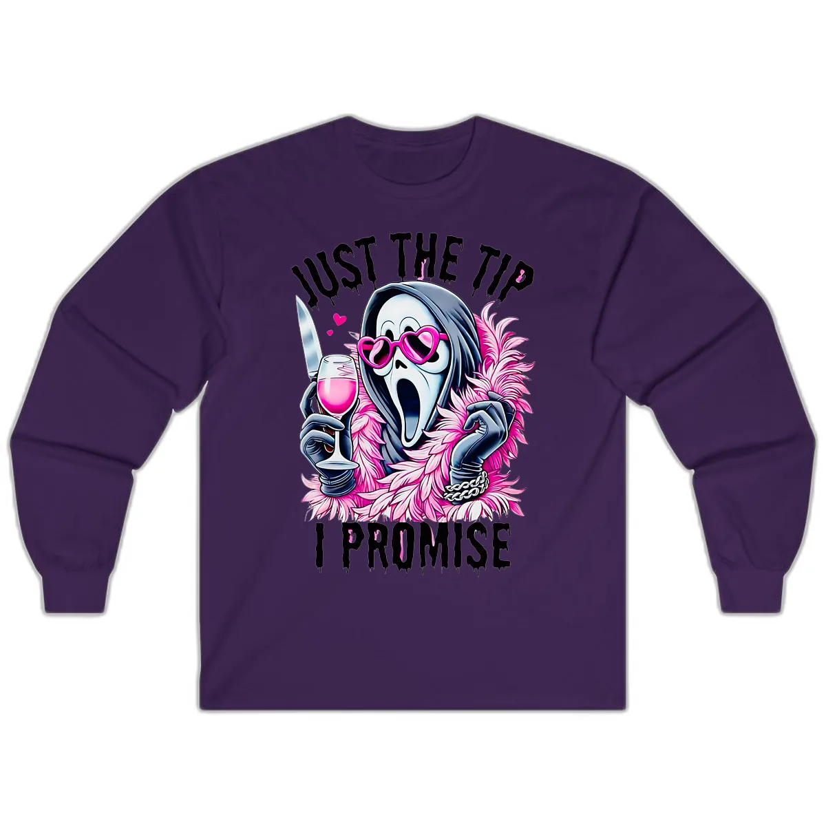 Ghostly Tip Promise Halloween Design Long Sleeve in Purple