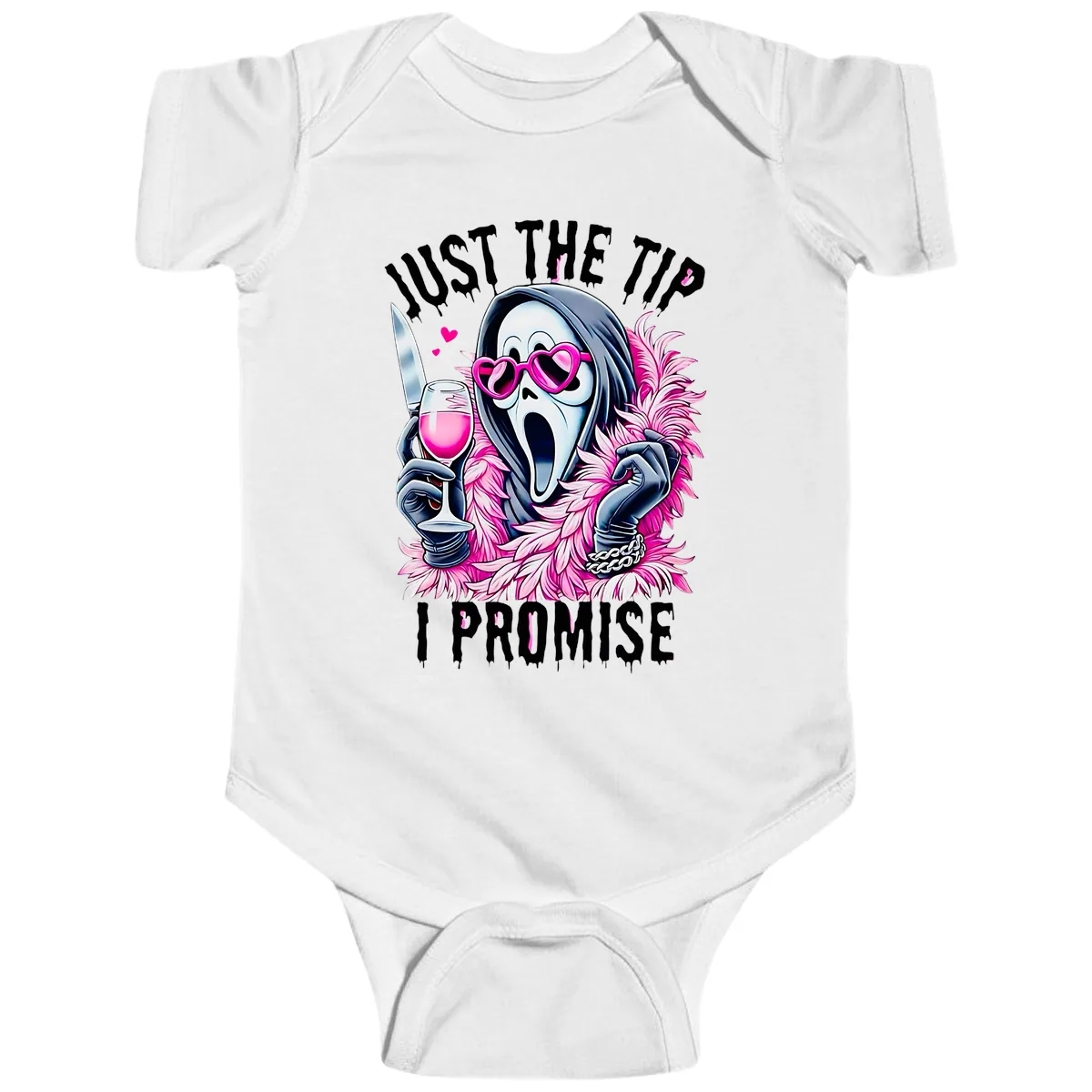 Ghostly Tip Promise Halloween Design Baby Onesie in White