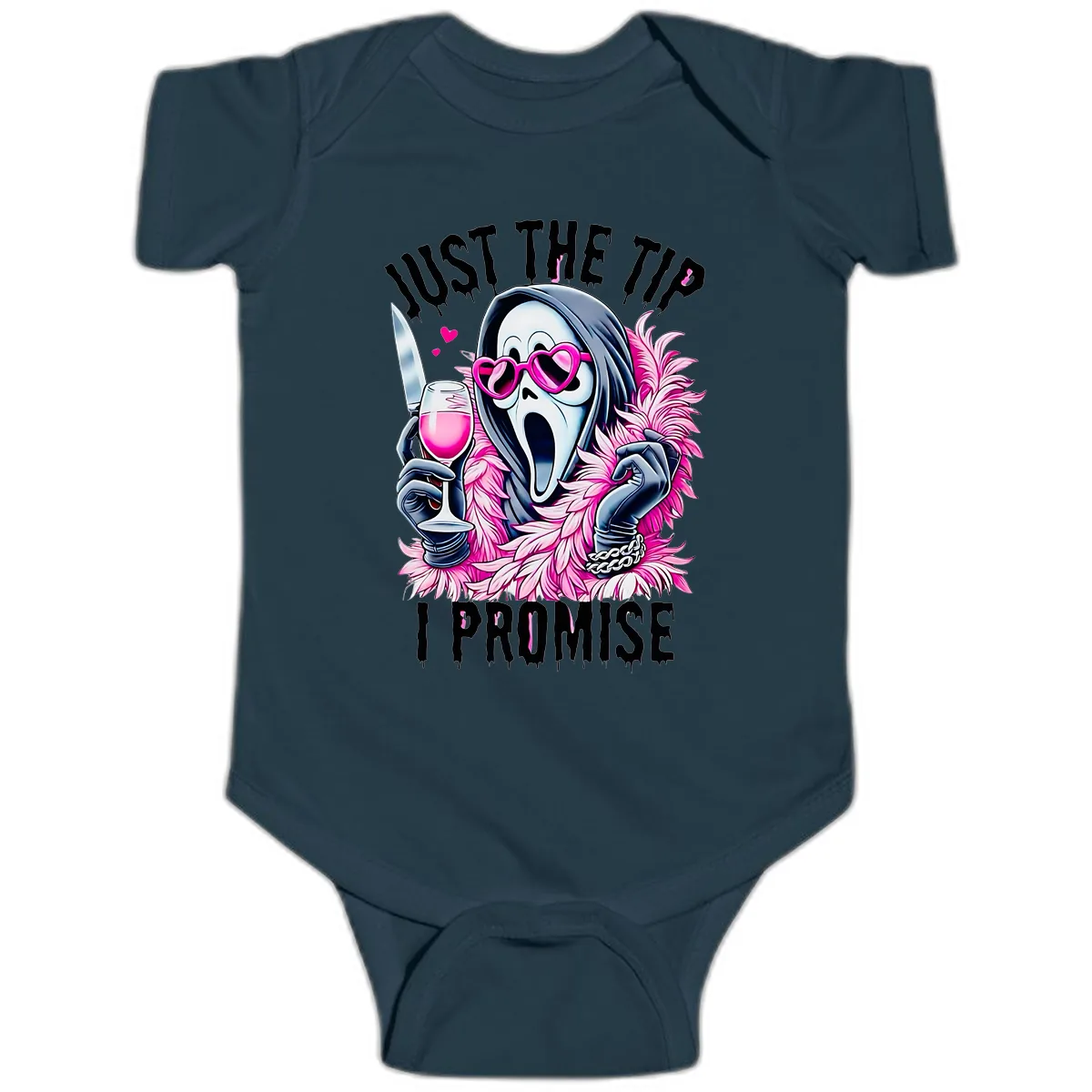 Ghostly Tip Promise Halloween Design Baby Onesie in Navy