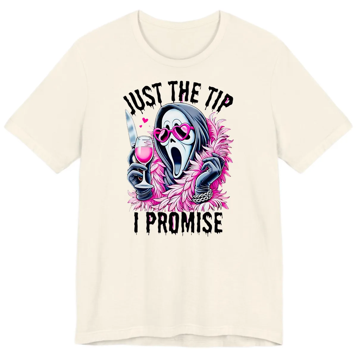 Ghostly Tip Promise Halloween Design Premium T-Shirt in Natural