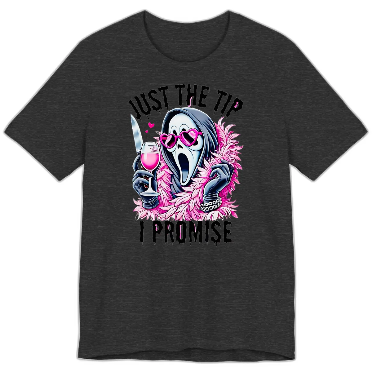 Ghostly Tip Promise Halloween Design Premium T-Shirt in Dark Grey Heather