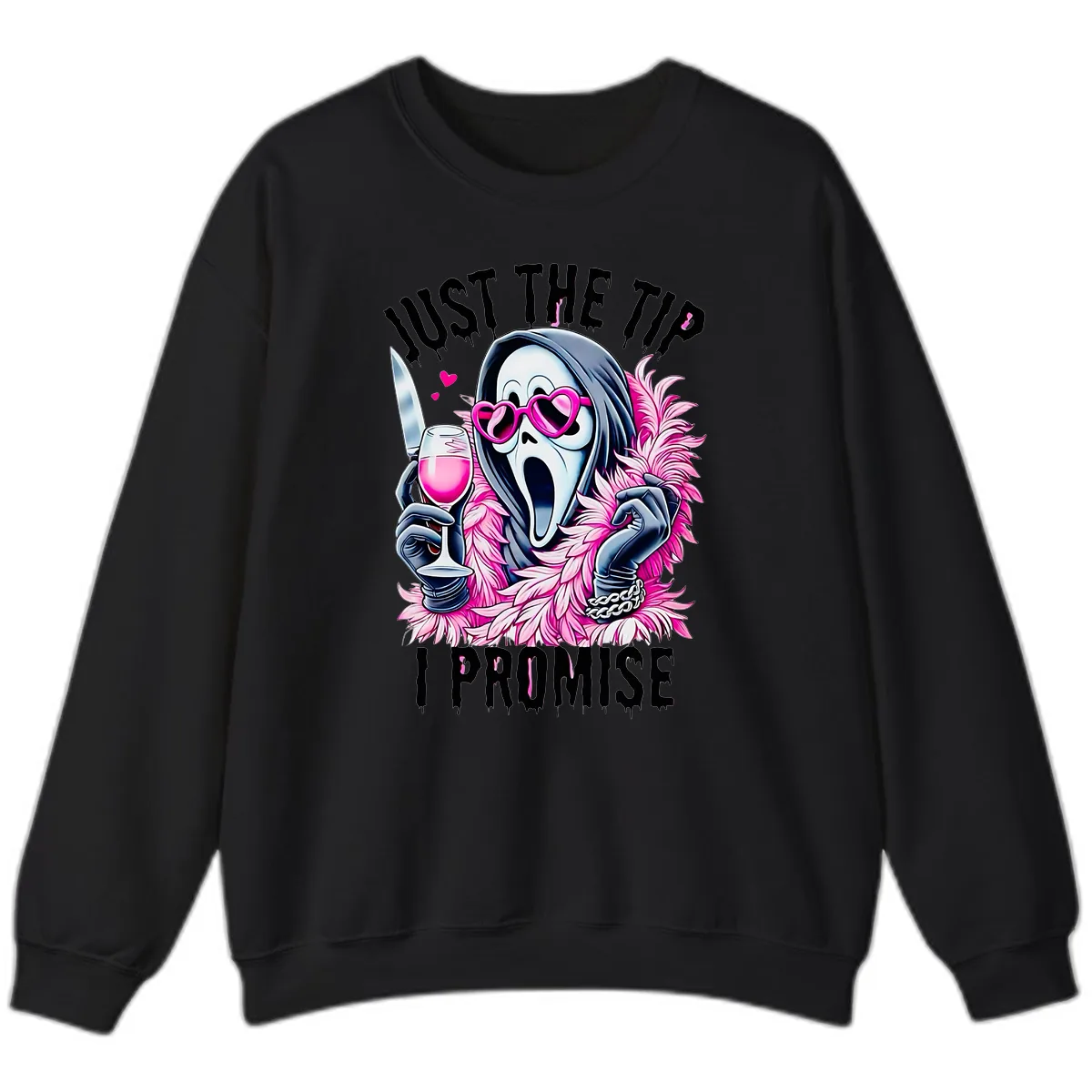 Ghostly Tip Promise Halloween Design Sweatshirt in Black