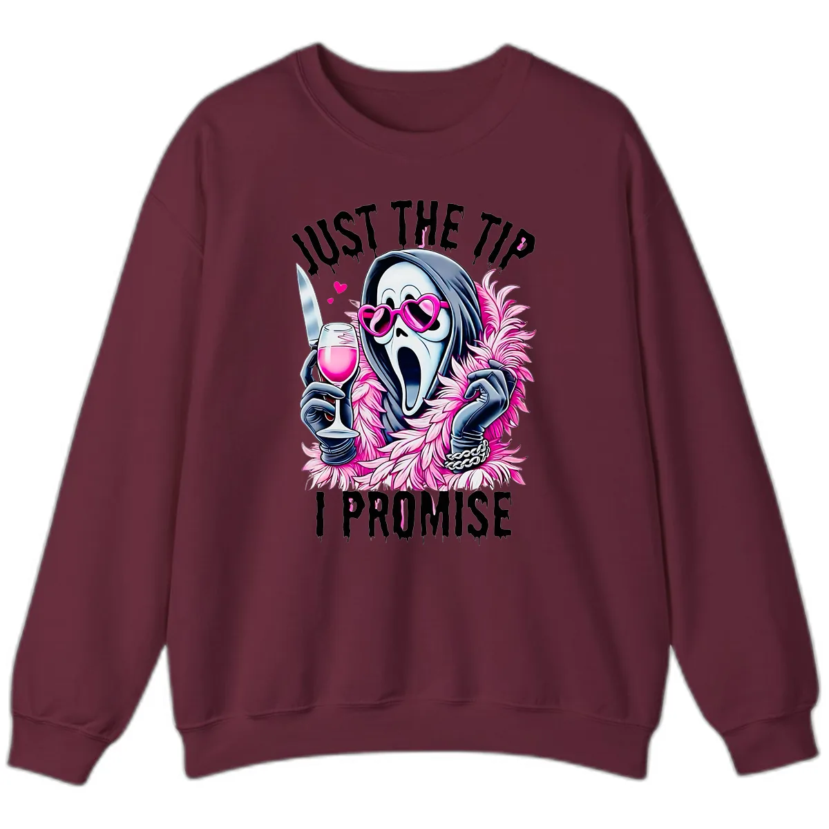 Ghostly Tip Promise Halloween Design Sweatshirt in Maroon