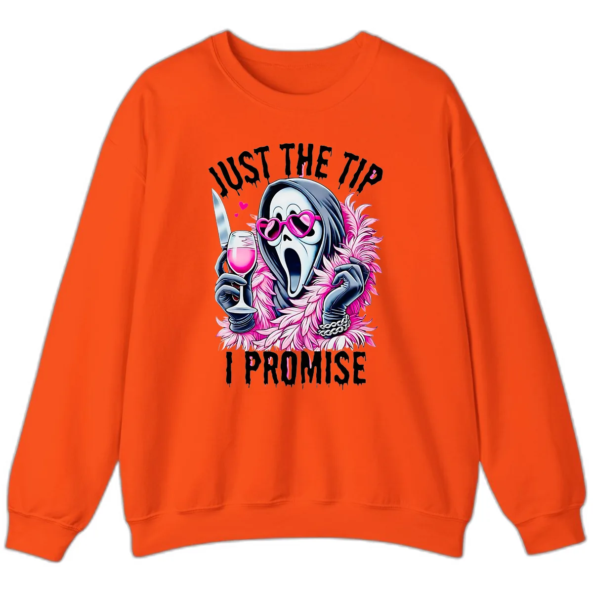 Ghostly Tip Promise Halloween Design Sweatshirt in Orange