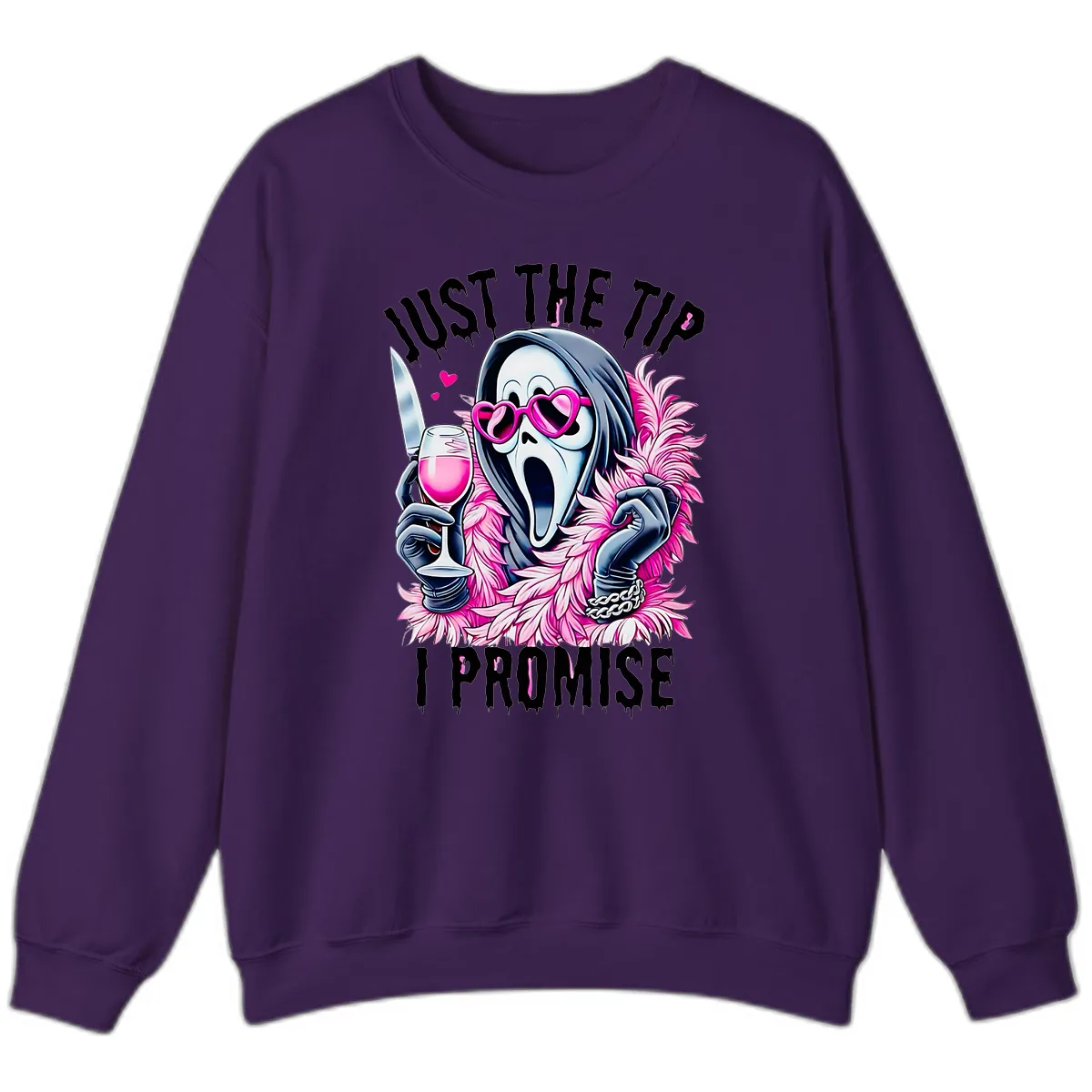 Ghostly Tip Promise Halloween Design Sweatshirt in Purple