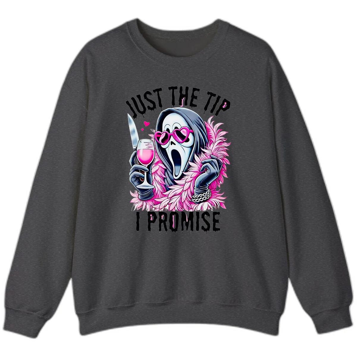 Ghostly Tip Promise Halloween Design Sweatshirt in Dark Heather
