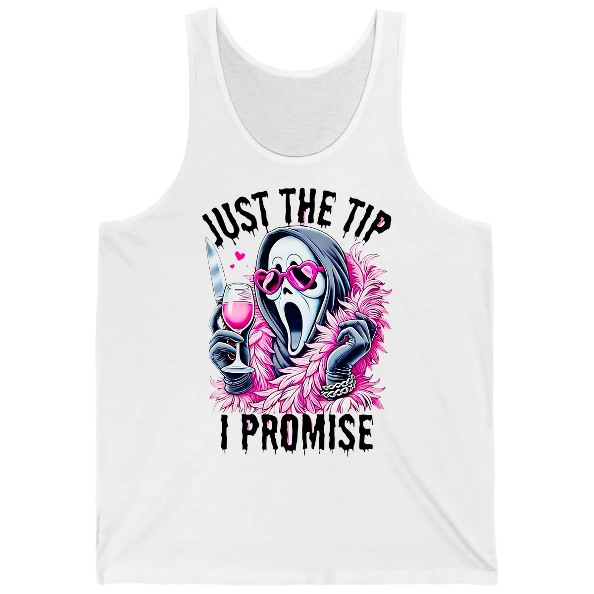 Ghostly Tip Promise Halloween Design Tank in White