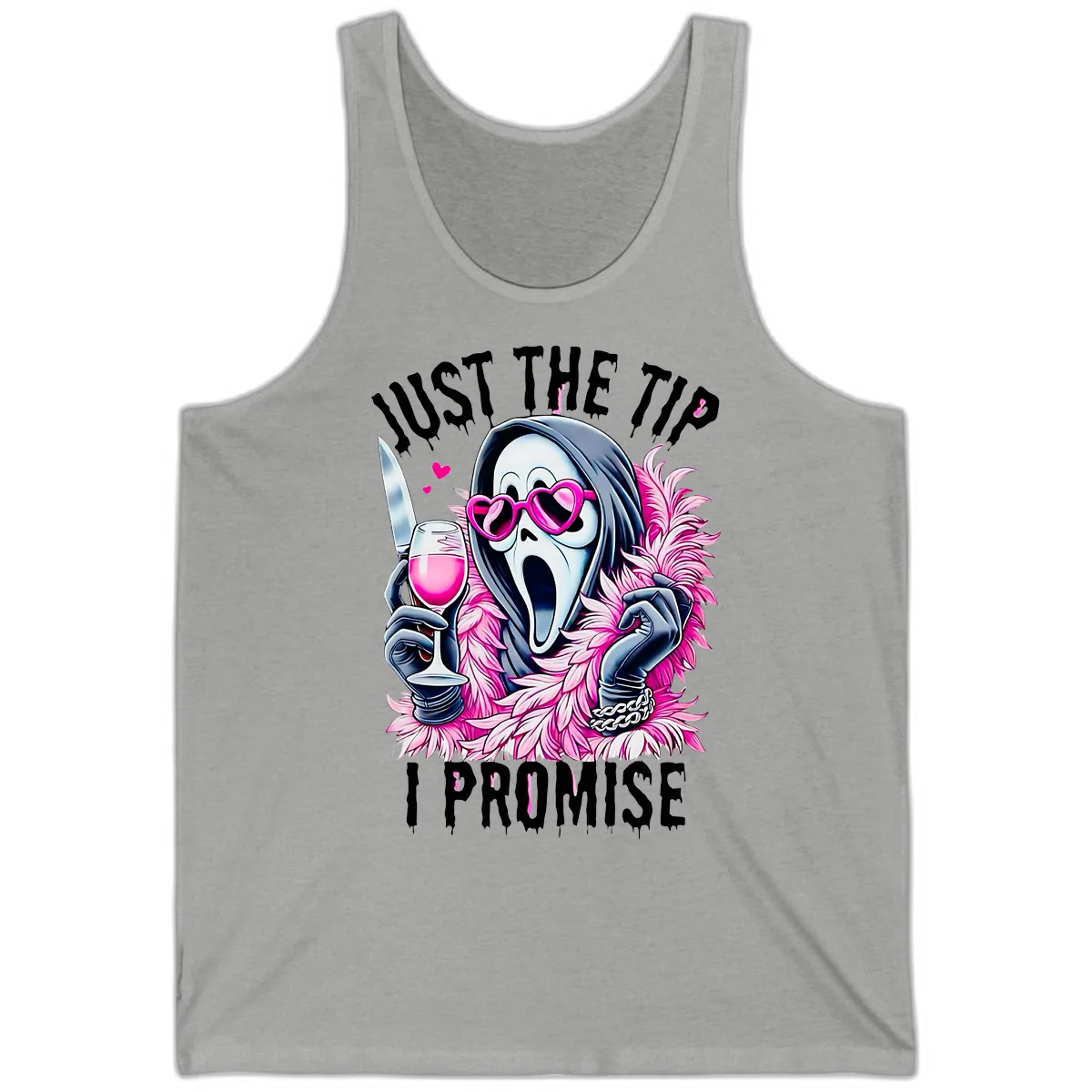 Ghostly Tip Promise Halloween Design Tank in Athletic Heather