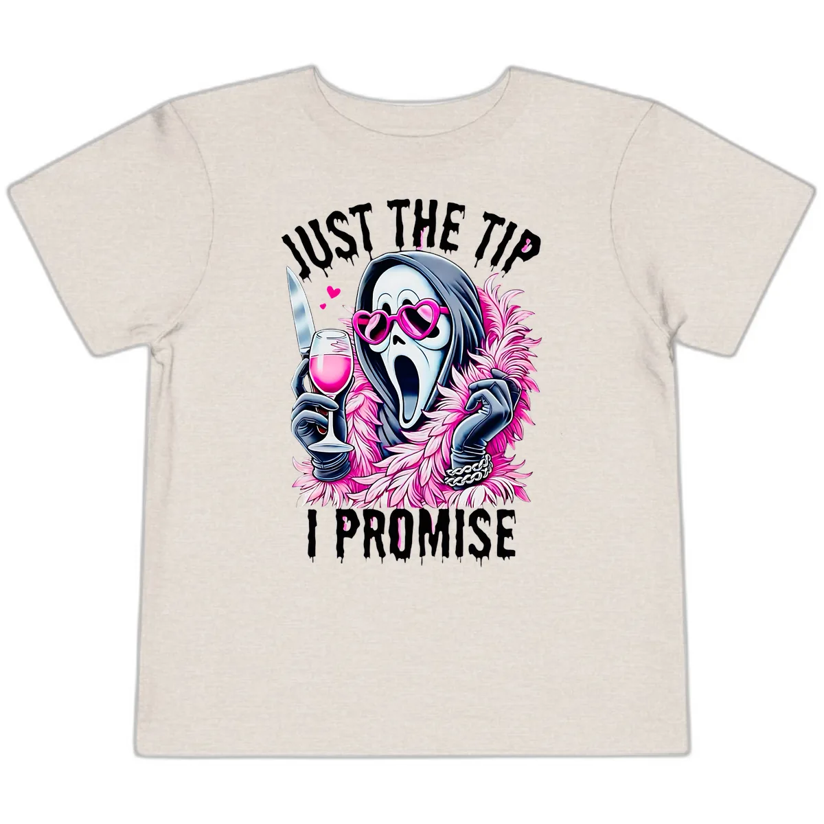 Ghostly Tip Promise Halloween Design Toddler T-Shirt in Heather Dust