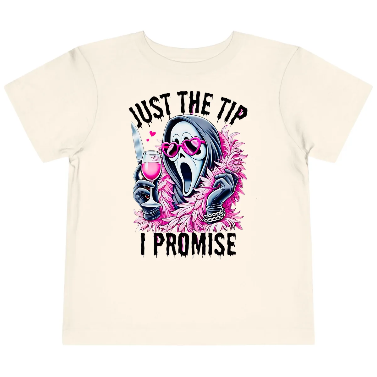 Ghostly Tip Promise Halloween Design Toddler T-Shirt in Natural