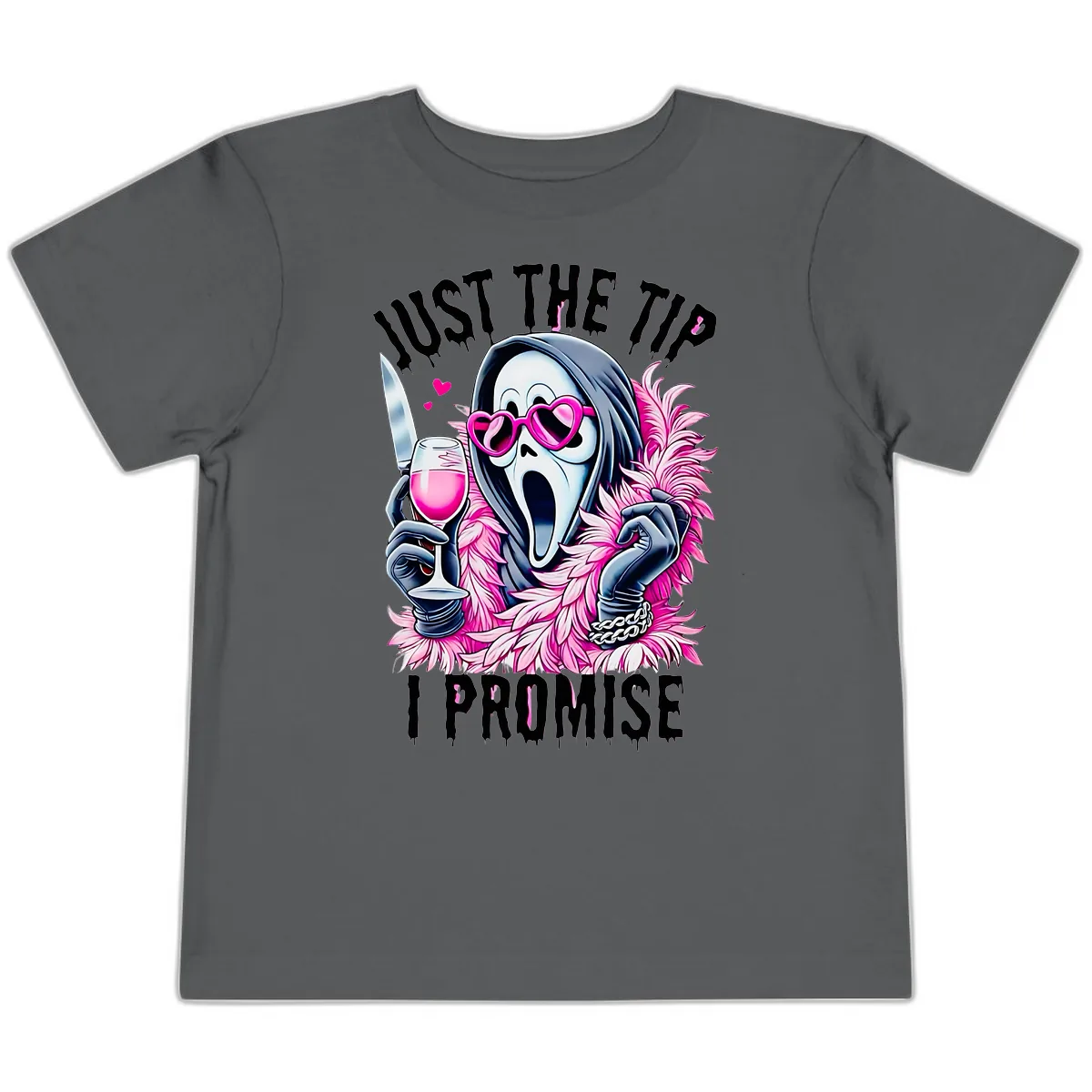 Ghostly Tip Promise Halloween Design Toddler T-Shirt in Asphalt