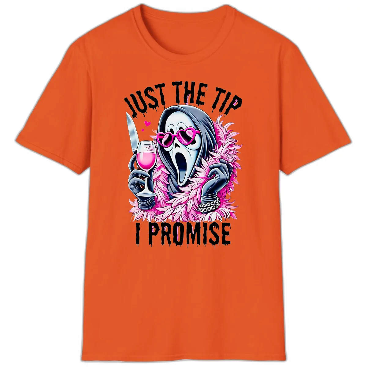Ghostly Tip Promise Halloween Design T-Shirt in Orange