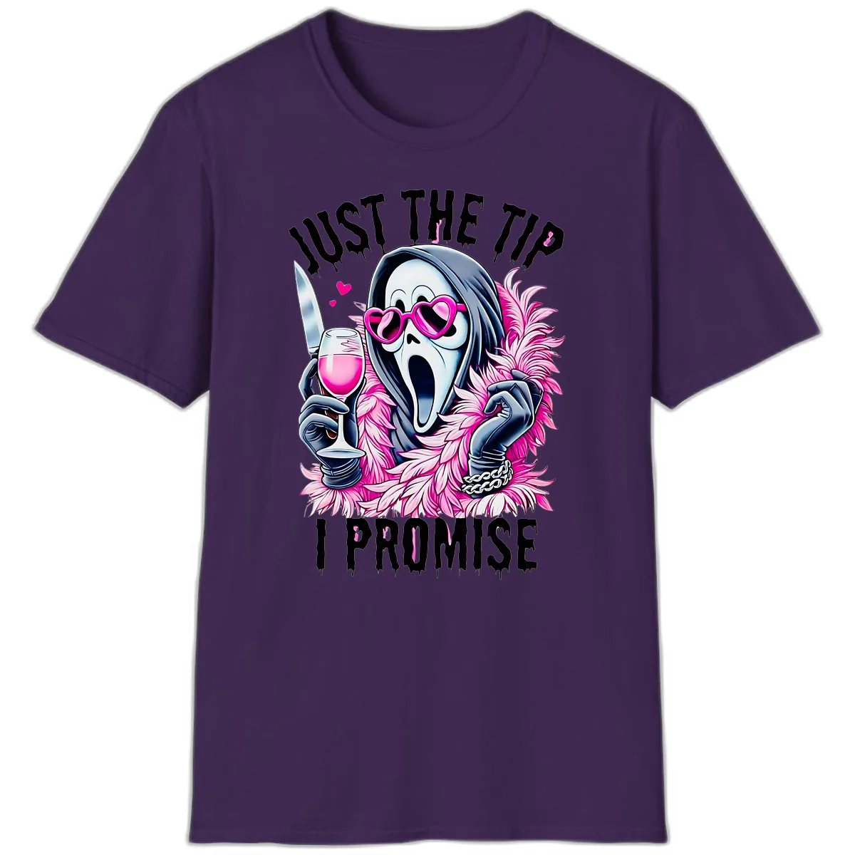 Ghostly Tip Promise Halloween Design T-Shirt in Purple