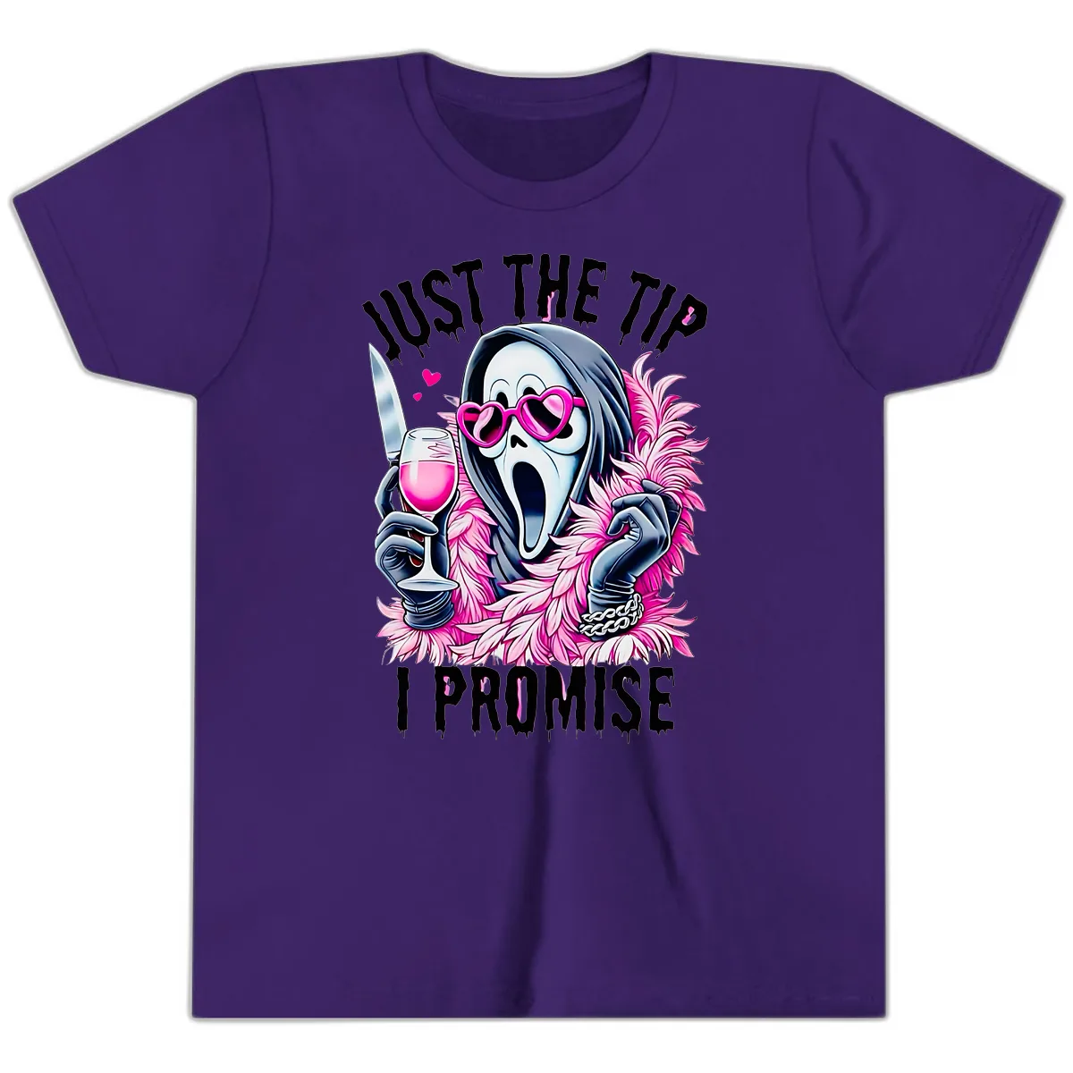 Ghostly Tip Promise Halloween Design Youth T-Shirt in Team Purple