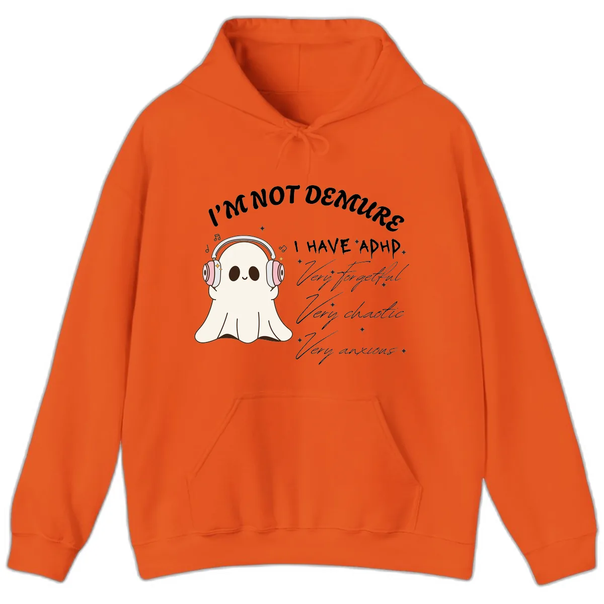 I Have Adhd Ghost Hoodie in Orange