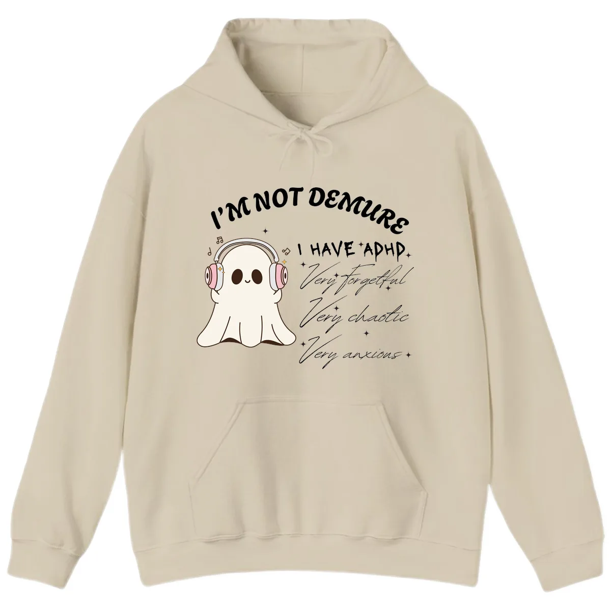 I Have Adhd Ghost Hoodie in Sand