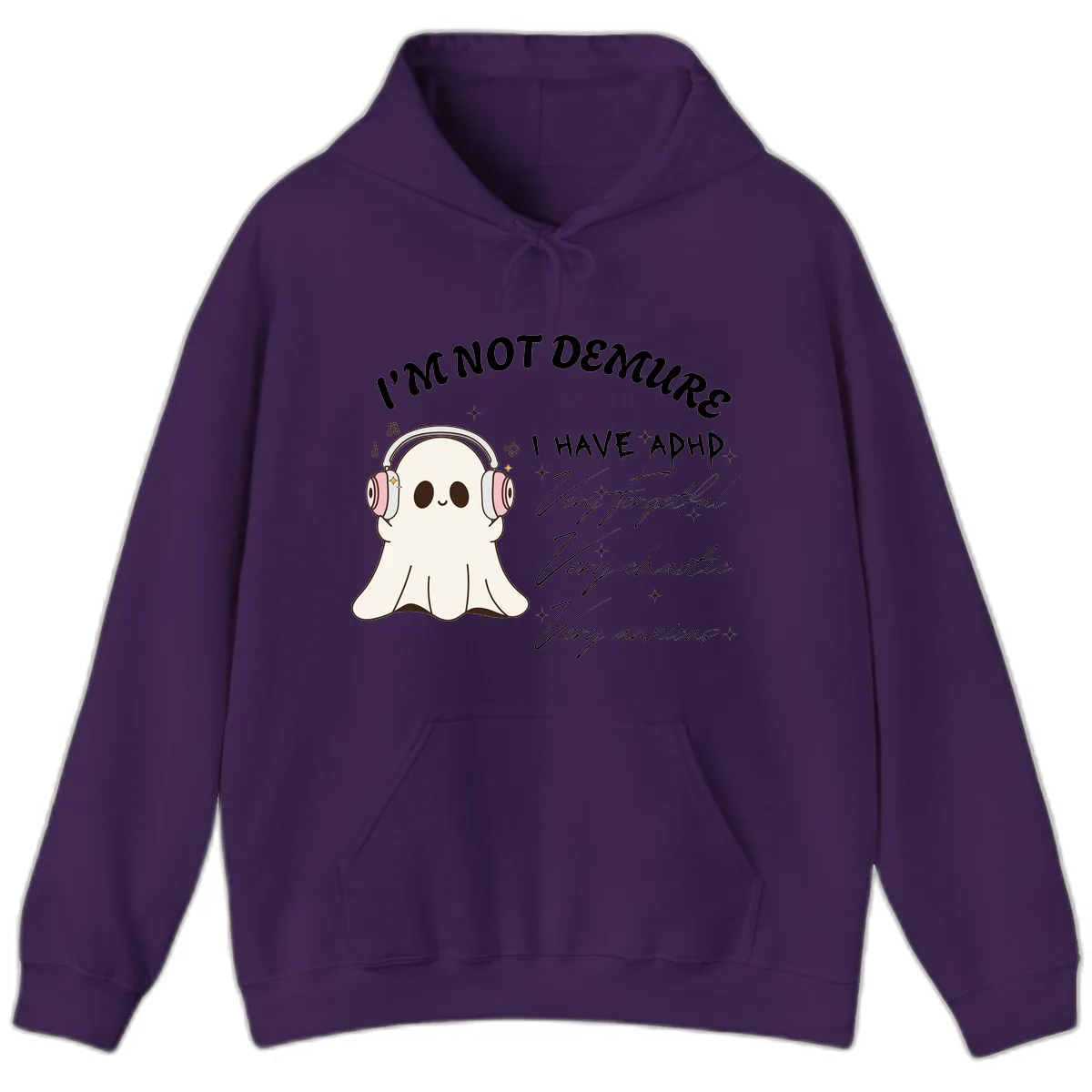 I Have Adhd Ghost Hoodie in Purple