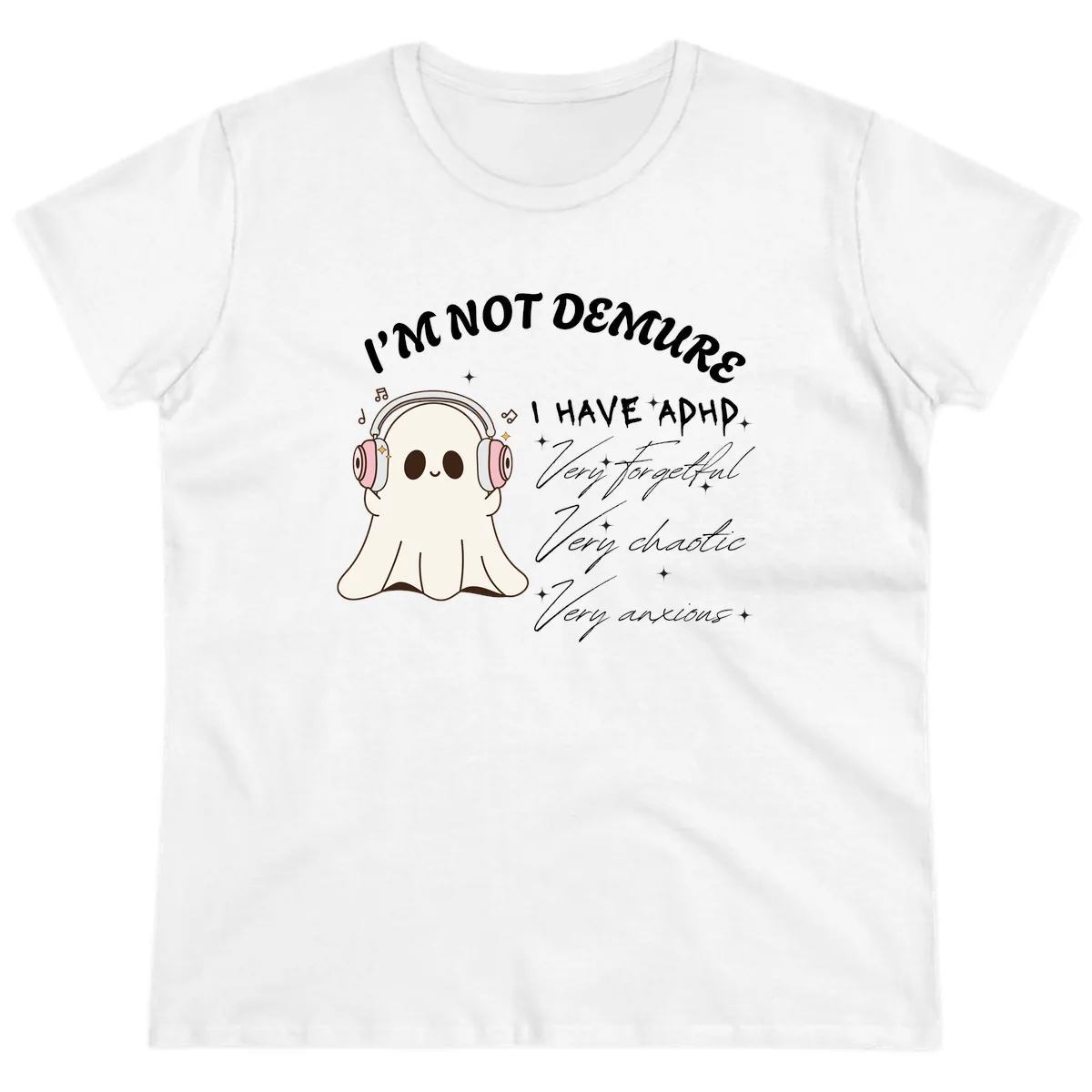 I Have Adhd Ghost Ladies Tee in White