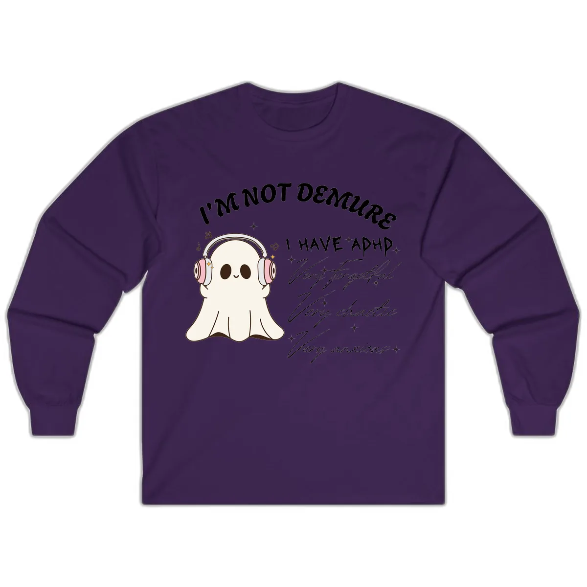 I Have Adhd Ghost Long Sleeve in Purple