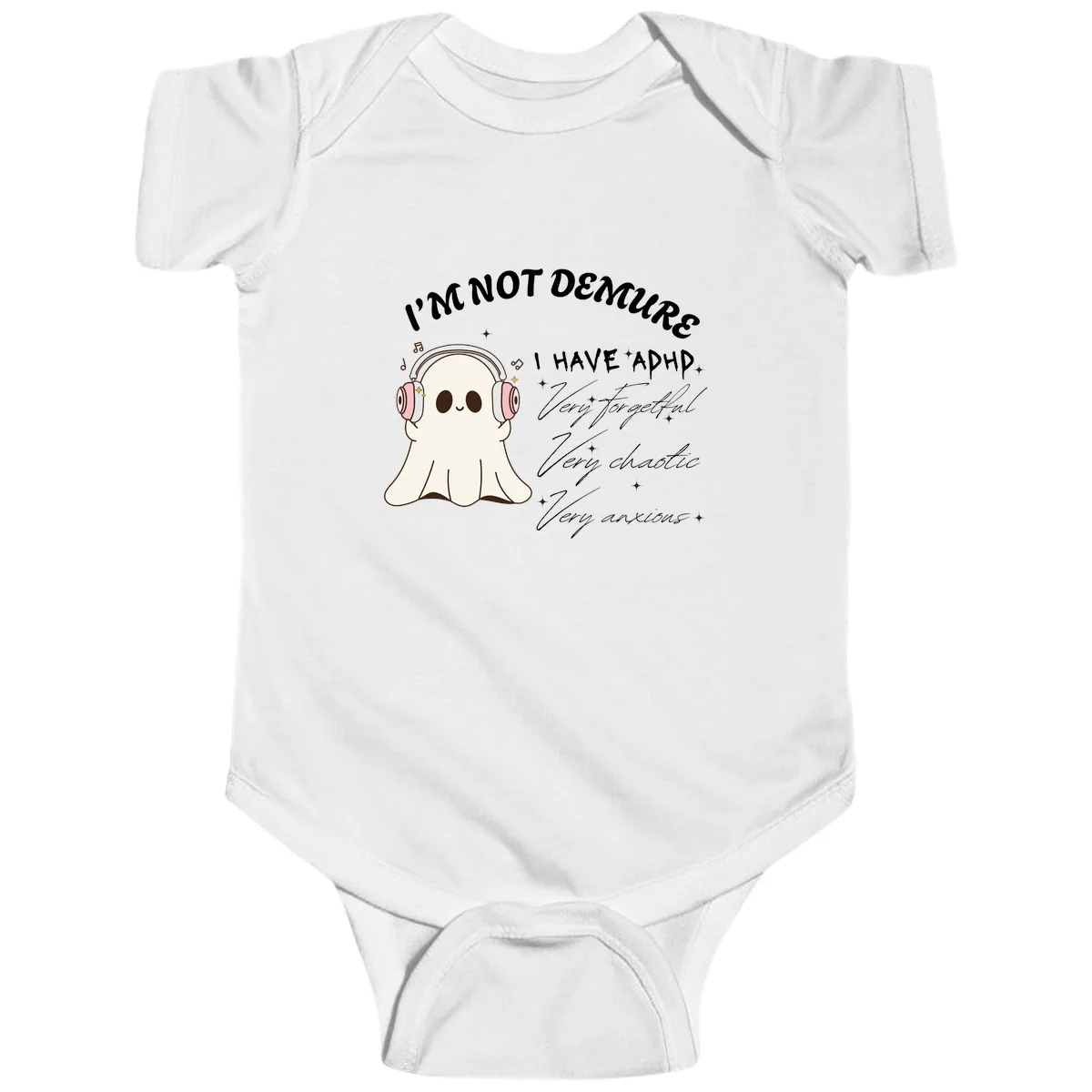 I Have Adhd Ghost Baby Onesie in White