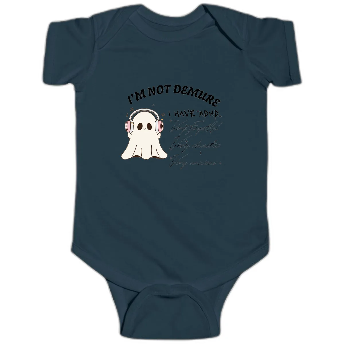 I Have Adhd Ghost Baby Onesie in Navy